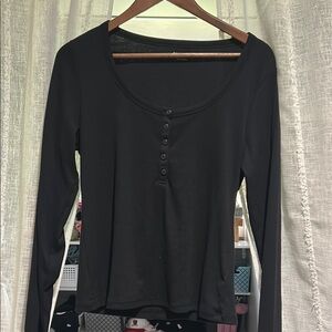 Old Navy Black Fitted Buttoned Blouse